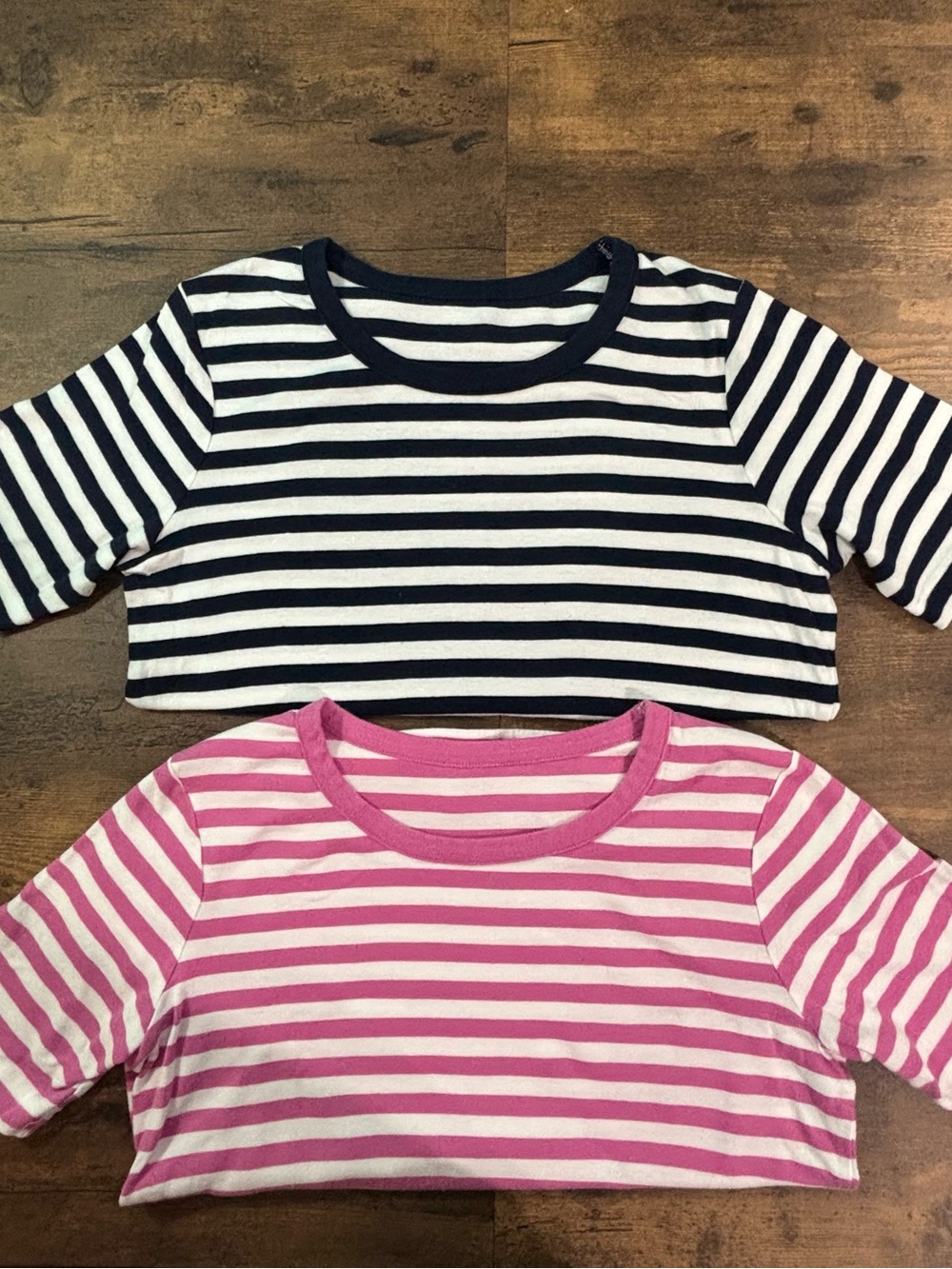 Navy/White and Pink/White Striped Short Sleeve Tees (2-Pack) size L